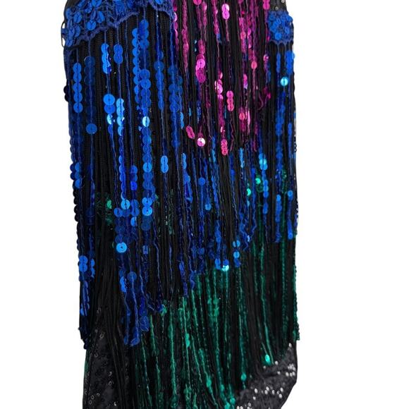 Weissman One Piece Romper Dance Costume Sequins Fringe Leotard 10926 sz LC - Picture 3 of 16